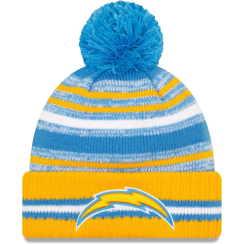 Los Angeles Chargers New Era NFL 2021 Sideline Team Pom Knit Beanie – Blue
