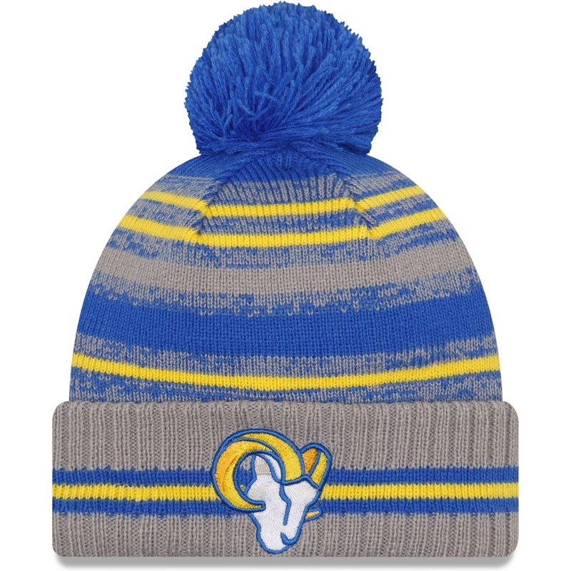 Los Angeles Rams New Era NFL 2021 Sideline Team Pom Knit Beanie – Grey