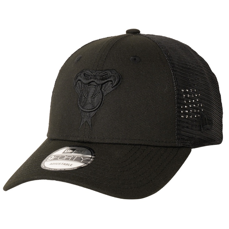 MLB Arizona Diamondbacks Black On Black Snakehead 9FORTY Trucker Adjustable Hat – Black
