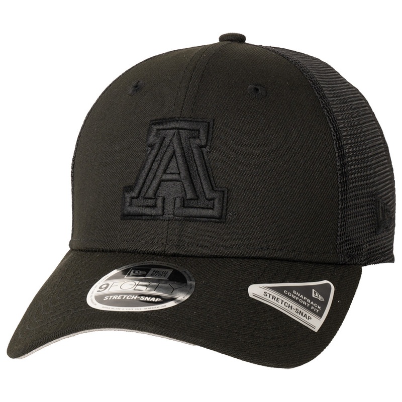 NCAA Arizona Wildcats Black On Black Primary Logo 9FORTY Trucker Adjustable Hat – Black