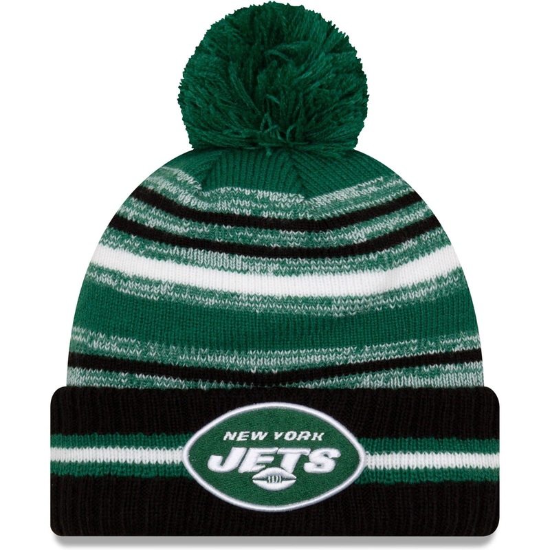 New York Jets New Era NFL 2021 Sideline Team Pom Knit Beanie – Green