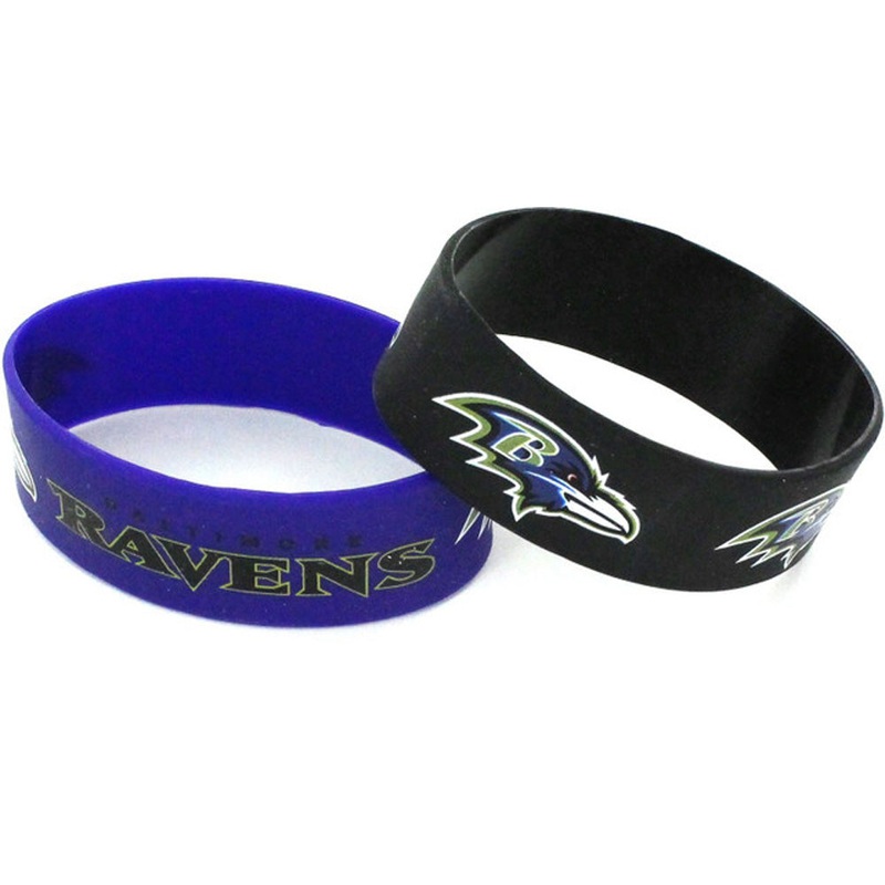 NFL Baltimore Ravens Aminco 2-Pack Wide Silicone Bracelet Bands