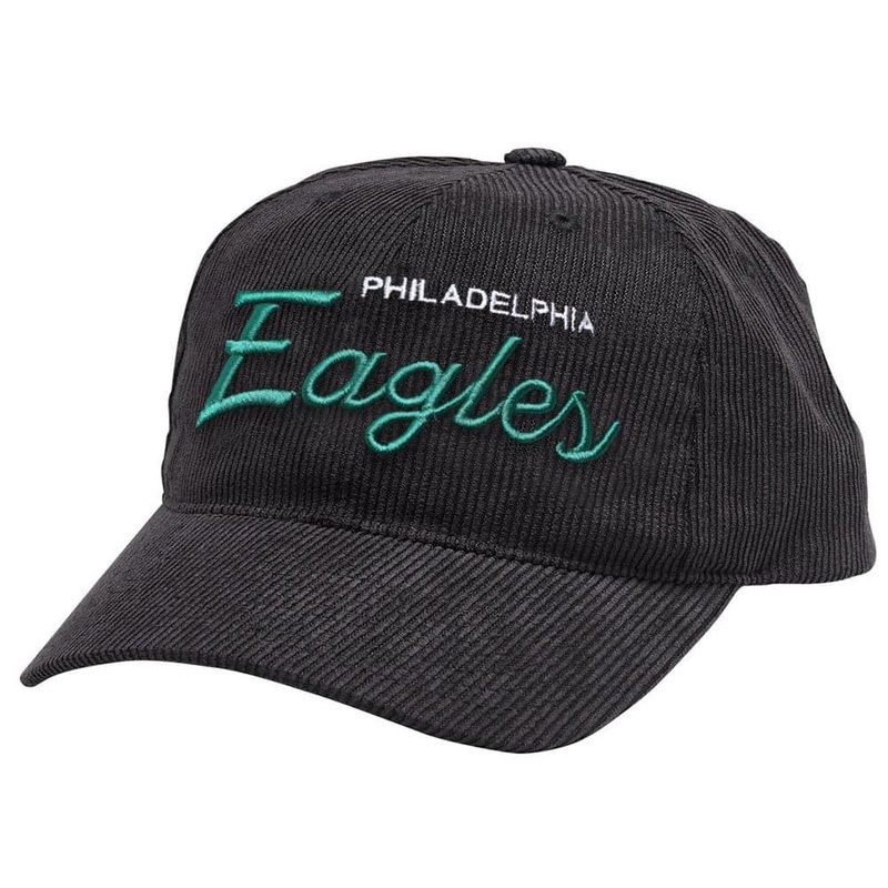 Philadelphia Eagles Mitchell & Ness NFL Montage Pre-Curved Deadstock Snapback Hat – Black