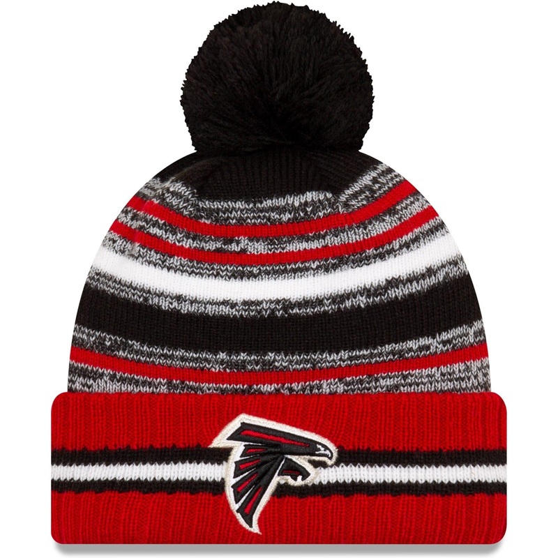 Atlanta Falcons New Era NFL 2021 Sideline Team Pom Knit Beanie – Black