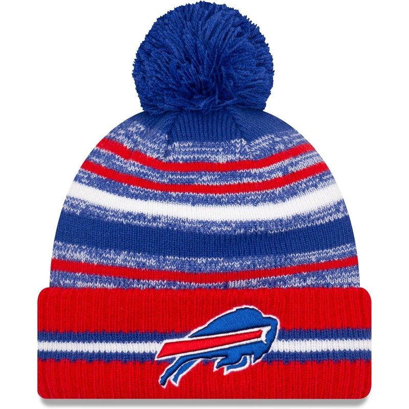 Buffalo Bills New Era NFL 2021 Sideline Team Pom Knit Beanie – Blue