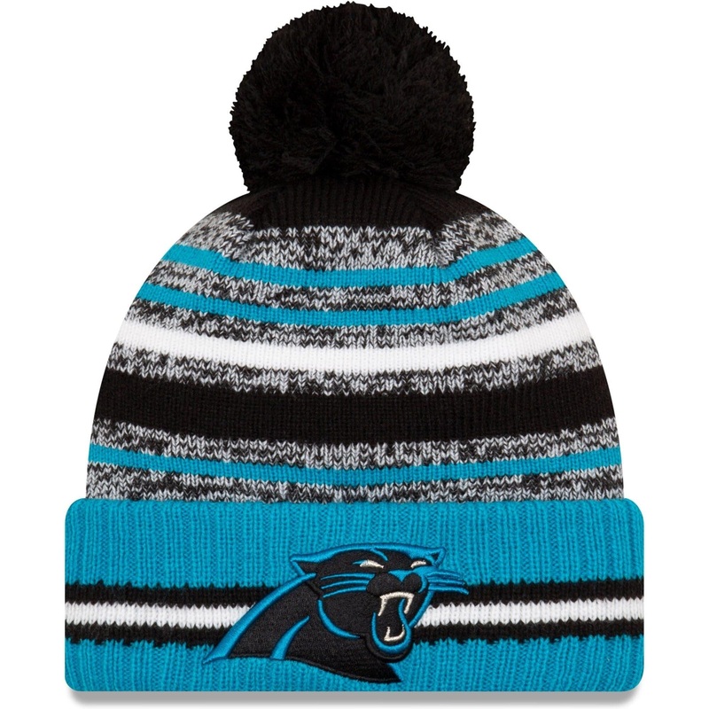 Carolina Panthers New Era NFL 2021 Sideline Team Pom Knit Beanie – Blue