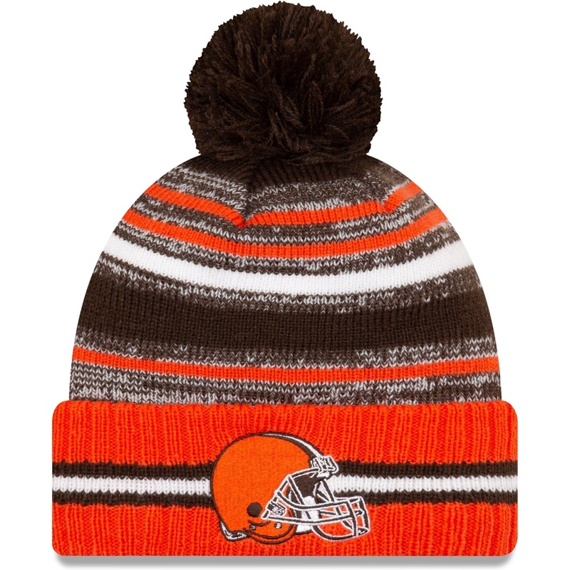 Cleveland Browns New Era NFL 2021 Sideline Team Pom Knit Beanie – Brown