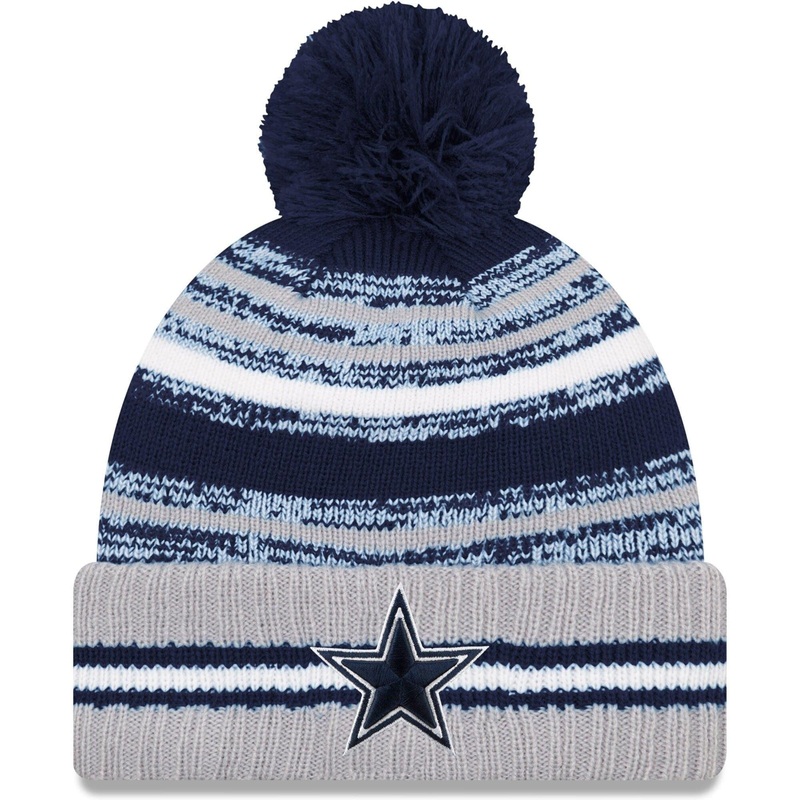 Dallas Cowboys New Era NFL 2021 Sideline Team Pom Knit Beanie – Navy
