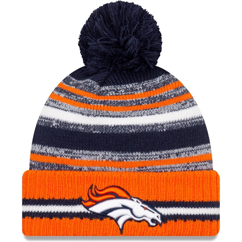 Denver Broncos New Era NFL 2021 Sideline Team Pom Knit Beanie – Navy