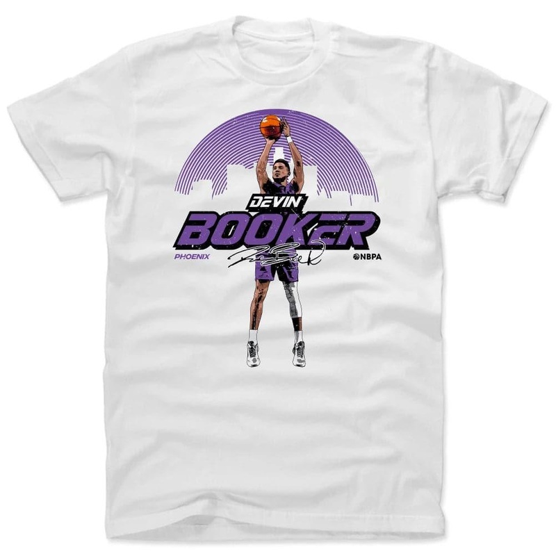 Devin Booker Phoenix Suns 500 Level NBA Skyline T-Shirt – White
