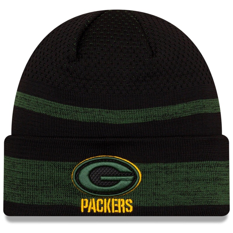 Green Bay Packers New Era NFL 2021 Sideline Performance Tech Cuff Beanie – Black