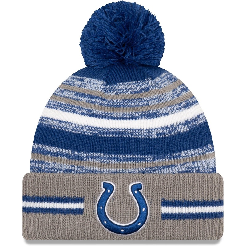 Indianapolis Colts New Era NFL 2021 Sideline Team Pom Knit Beanie – Blue