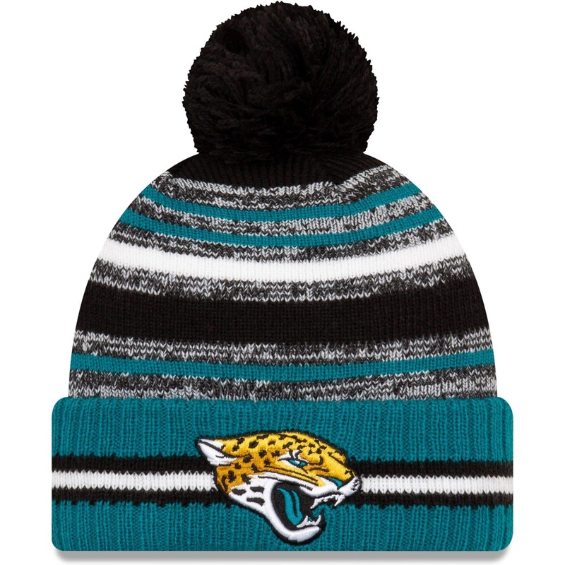 Jacksonville Jaguars New Era NFL 2021 Sideline Team Pom Knit Beanie – Black