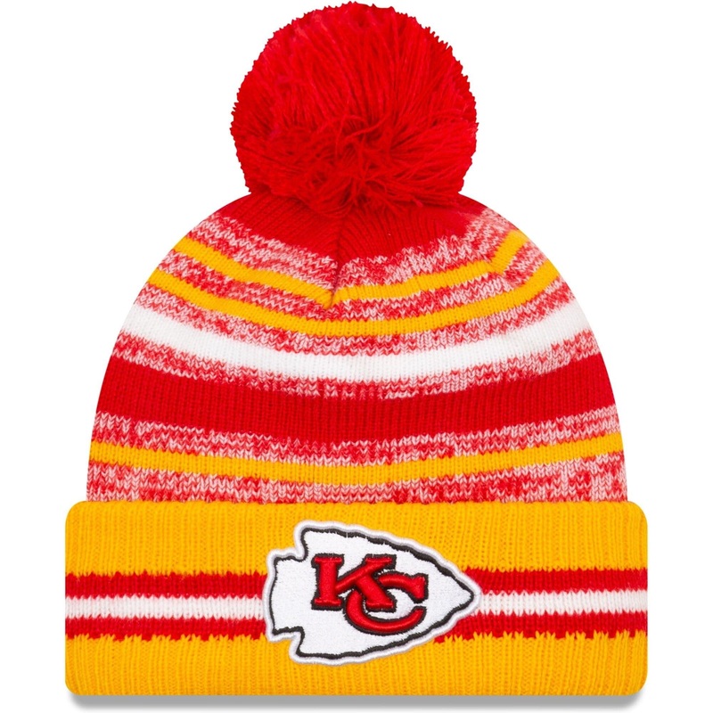 Kansas City Chiefs New Era NFL 2021 Sideline Team Pom Knit Beanie – Red