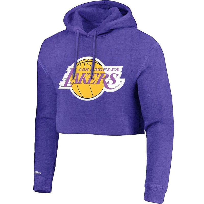 Womens Los Angeles Lakers Mitchell & Ness NBA Team Vintage Chop Hoodie Jumper – Lilac