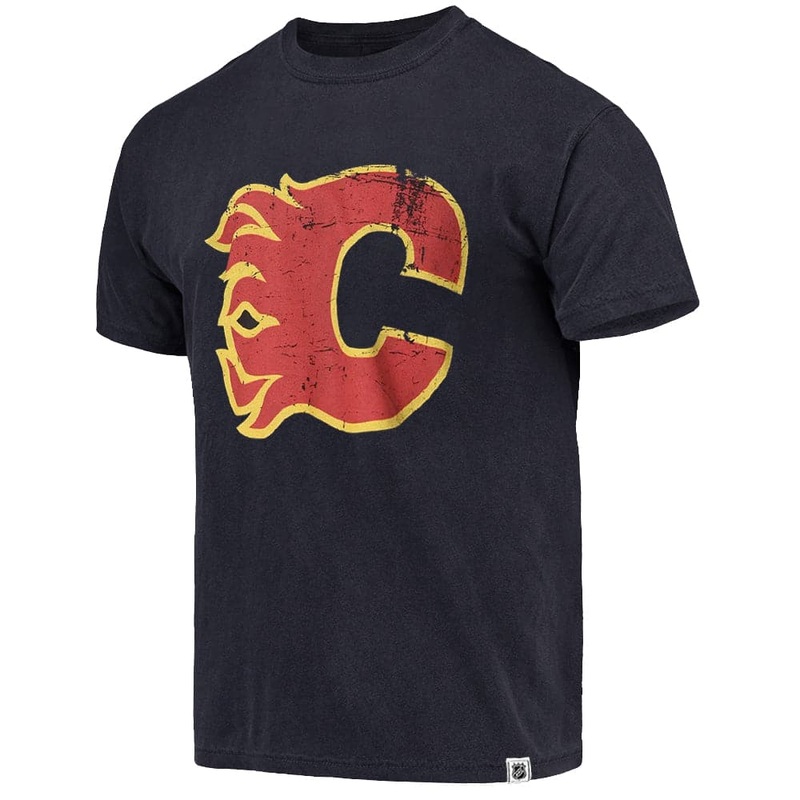 Calgary Flames NHL Distressed Logo Vintage T-Shirt – Black
