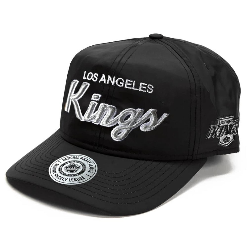 Los Angeles Kings NHL Vintage Script Pre-Curved Nylon Snapback Hat – Black