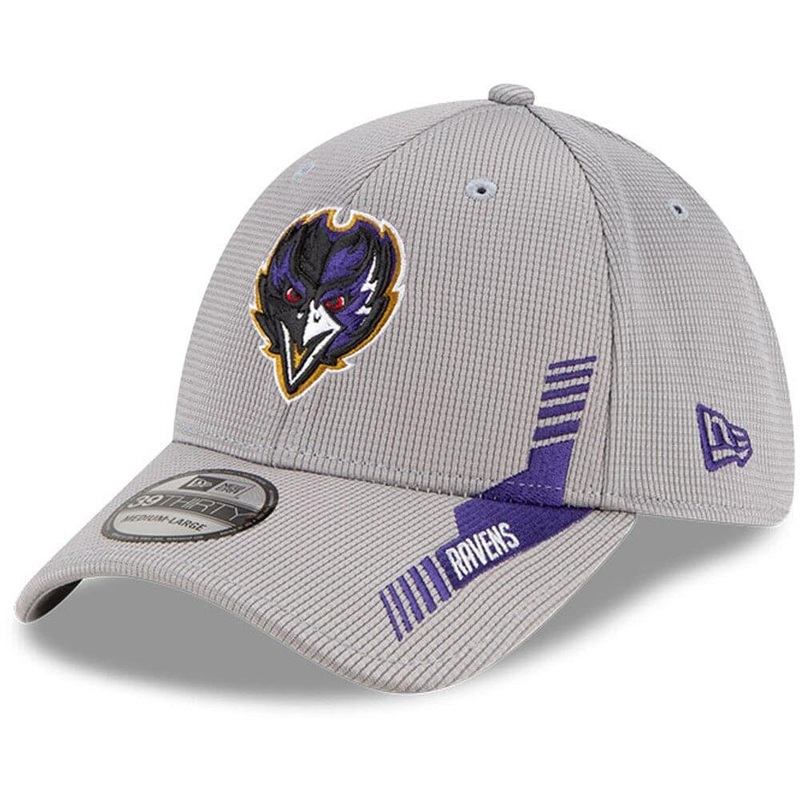 Baltimore Ravens New Era NFL 2021 Sideline Home 39THIRTY Flex Fit Hat – Grey