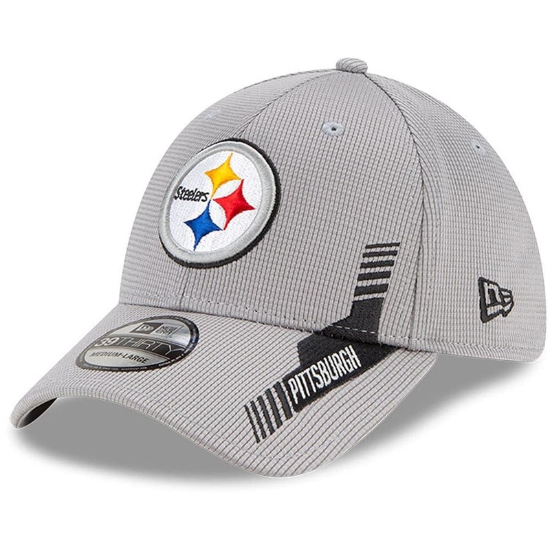Pittsburgh Steelers New Era NFL 2021 Sideline Home 39THIRTY Flex Fit Hat – Grey