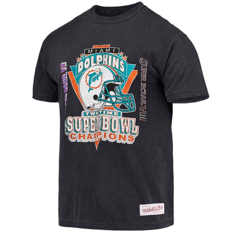Miami Dolphins Mitchell & Ness NFL Champs Vintage T-Shirt – Faded Black
