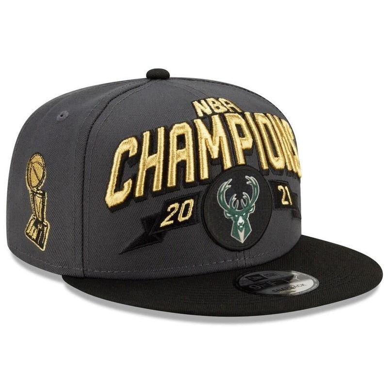 Milwaukee Bucks New Era NBA 2021 Champions 9FIFTY Snapback Hat – Charcoal