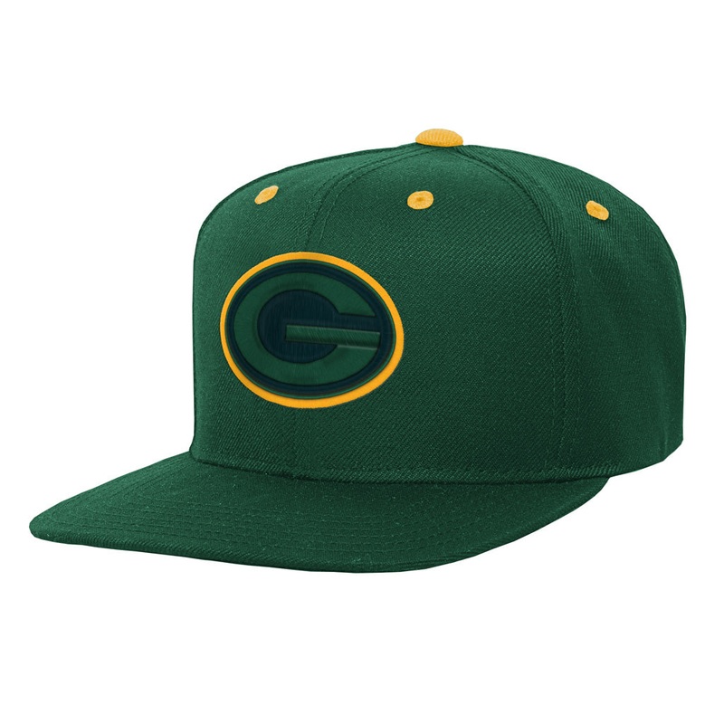 NFL Green Bay Packers Youth Outerstuff Team Color Pop Flatbrim Adjustable Snapback Hat – Green