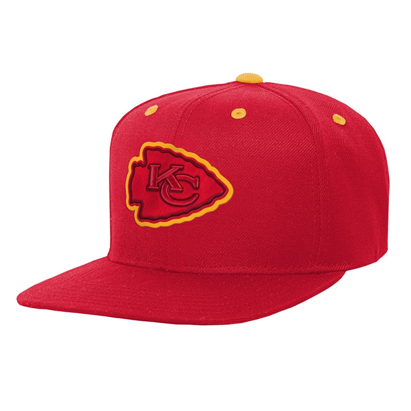 NFL Kansas City Chiefs Youth Outerstuff Team Color Pop Flatbrim Adjustable Snapback Hat – Red