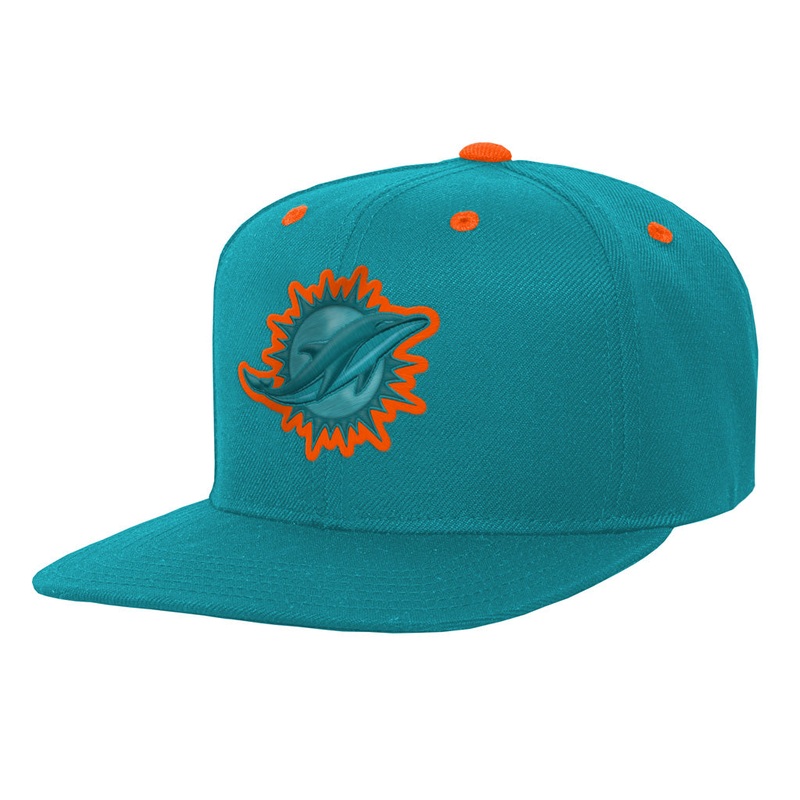 NFL Miami Dolphins Youth Outerstuff Team Color Pop Flatbrim Adjustable Snapback Hat – Teal