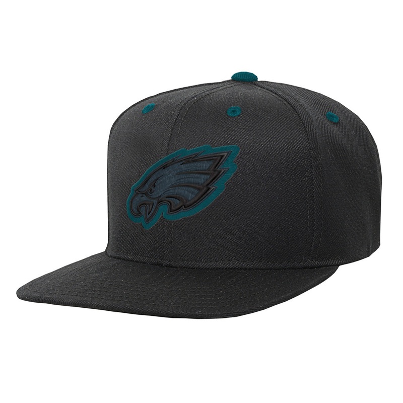 NFL Philadelphia Eagles Youth Outerstuff Team Color Pop Flatbrim Adjustable Snapback Hat – Black