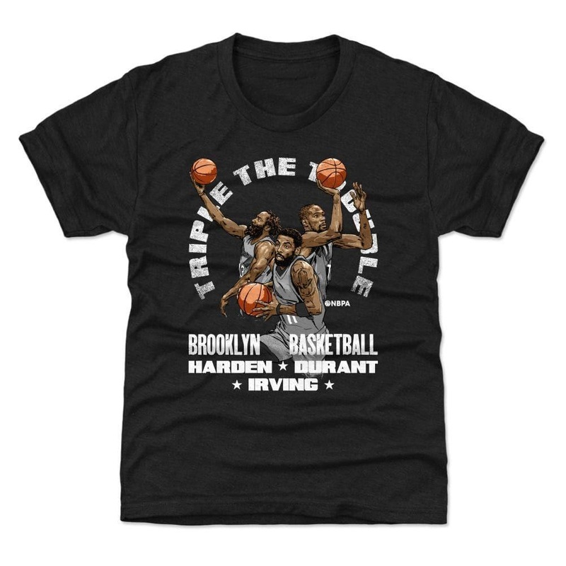 Youths Brooklyn Nets 500 Level NBA Trio Trouble T-Shirt – Black