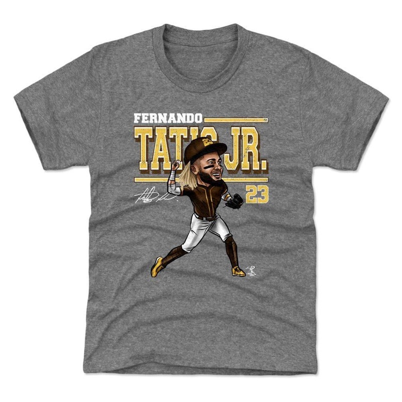 Youths Fernando Tatis Jr San Diego Padres 500 Level MLB Cartoon T-Shirt – Gray
