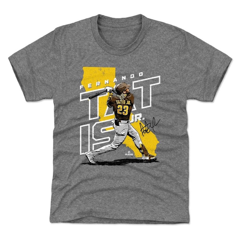 Youths Fernando Tatis Jr San Diego Padres 500 Level MLB Player Map T-Shirt – Gray