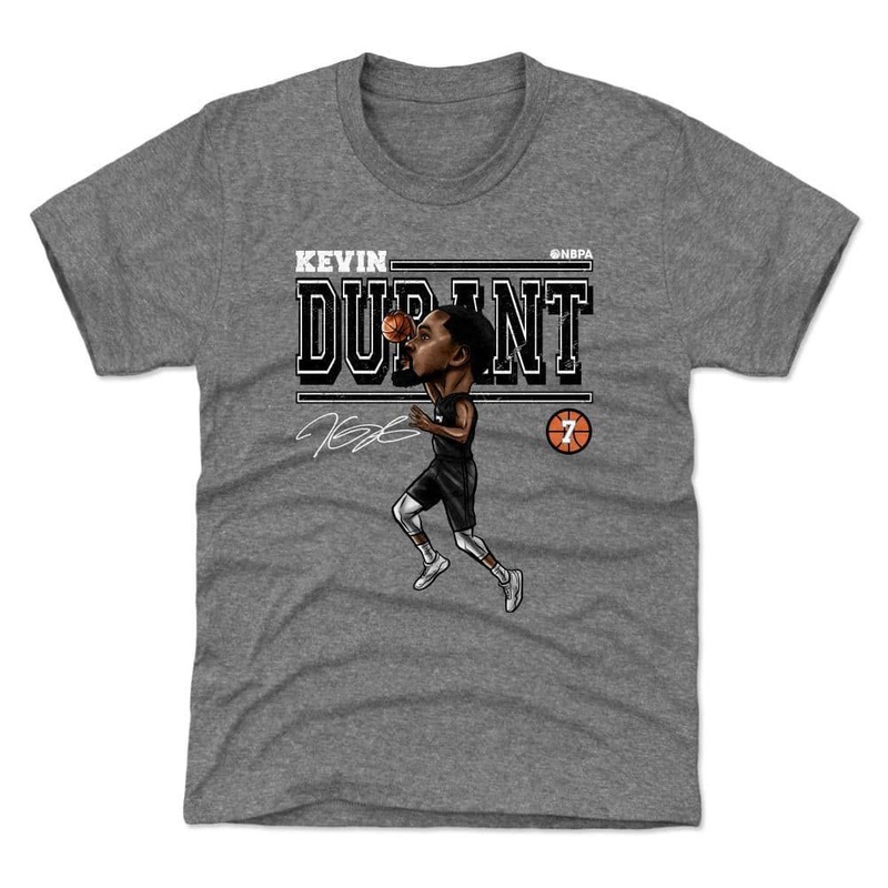 Youths Kevin Durant Brooklyn Nets 500 Level NBA Cartoon T-Shirt – Gray