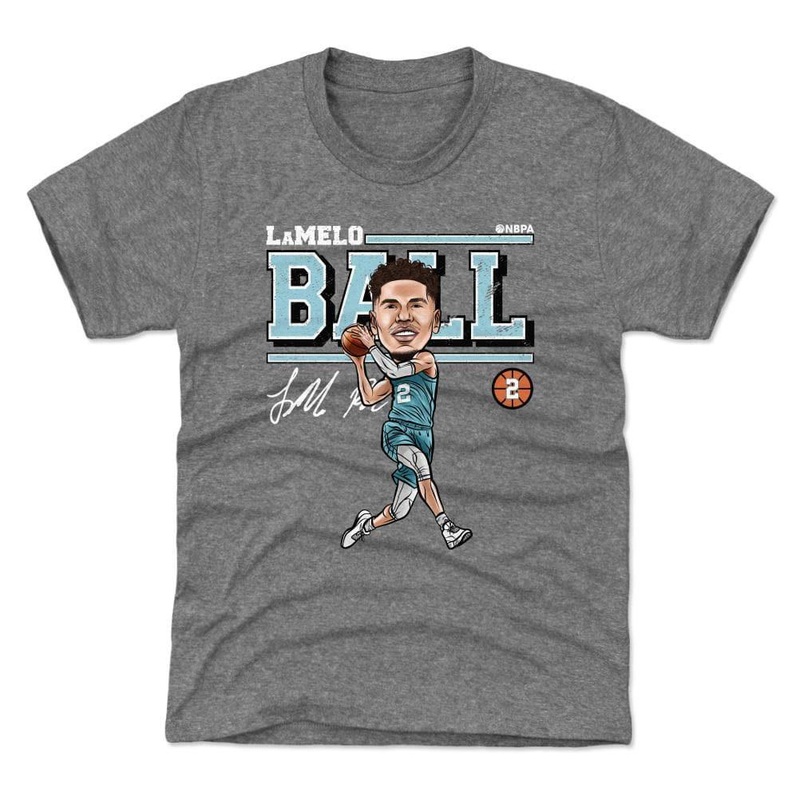Youths LaMelo Ball Charlotte Hornets 500 Level NBA Cartoon T-Shirt – Dark Heather Grey