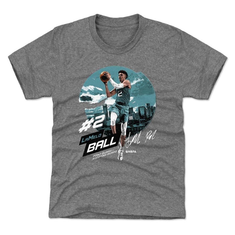 Youths LaMelo Ball Charlotte Hornets 500 Level NBA City Emblem T-Shirt – Gray