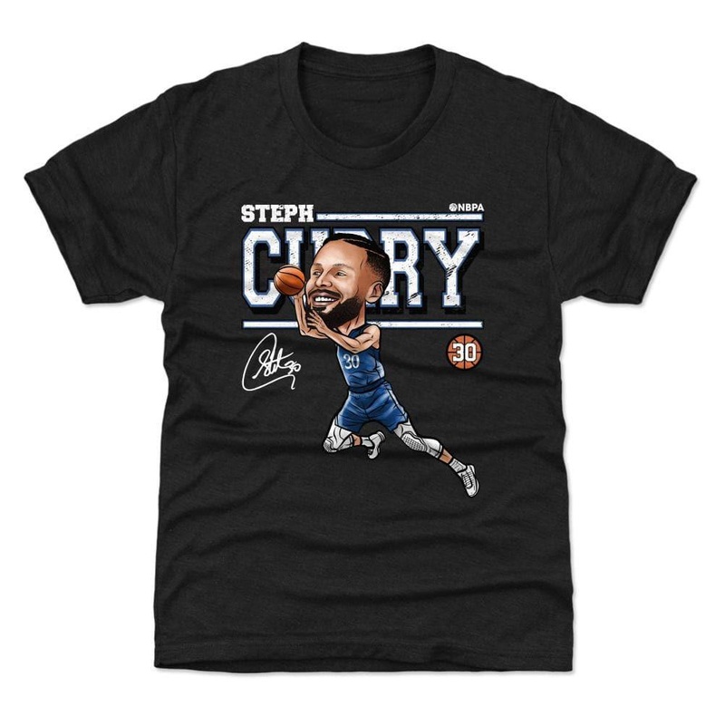 Youths Steph Curry Golden State Warriors 500 Level NBA Cartoon T-Shirt – Black