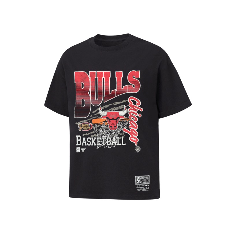 Chicago Bulls Mitchell & Ness NBA Basketed Vintage T-Shirt – Overdyed Black