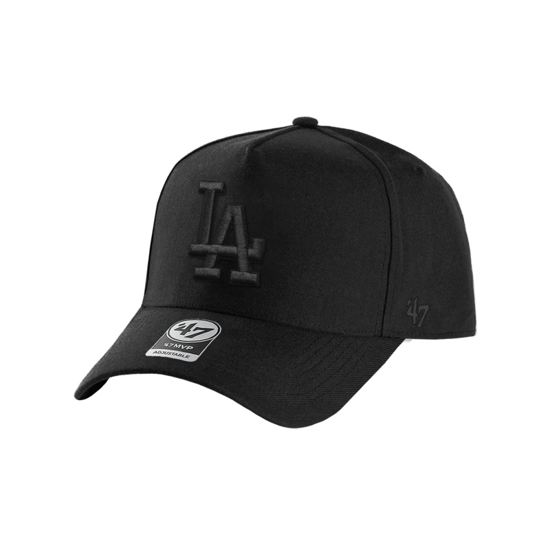 Los Angeles Dodgers ’47 MLB Black On Black MVP DT Snapback Hat – Black