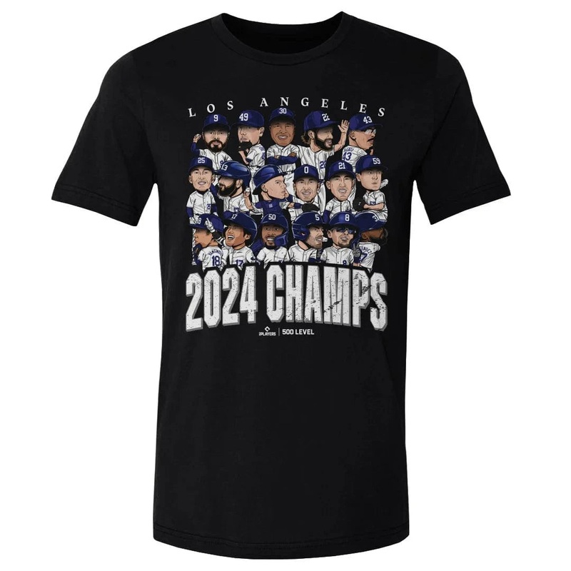 Los Angeles Dodgers 500 Level MLB 24 Champions Group T-Shirt – Black