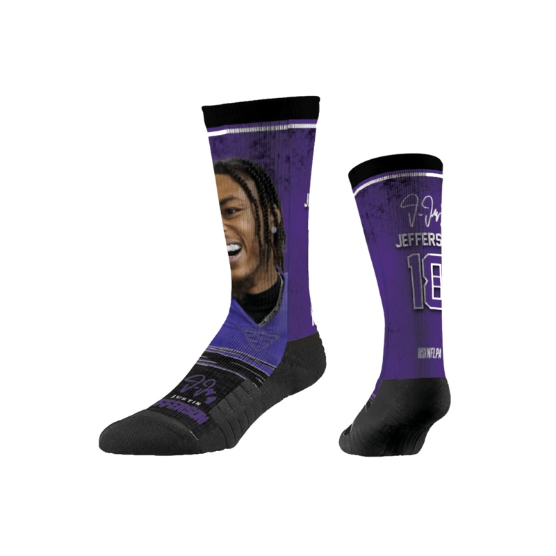Justin Jefferson Minnesota Vikings Strideline NFL Profile Premium Sub Crew Socks