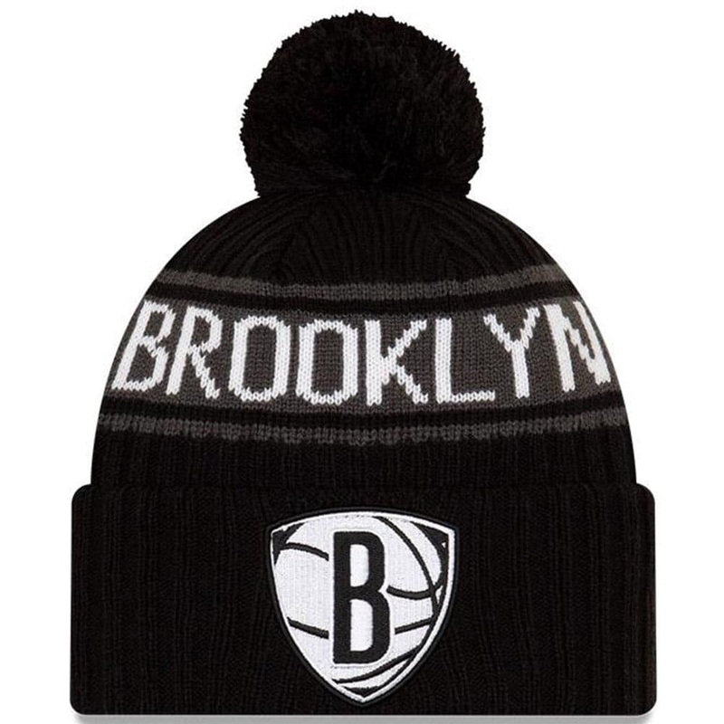 Brooklyn Nets New Era NBA 2021 Draft Pom Knit Beanie – Black