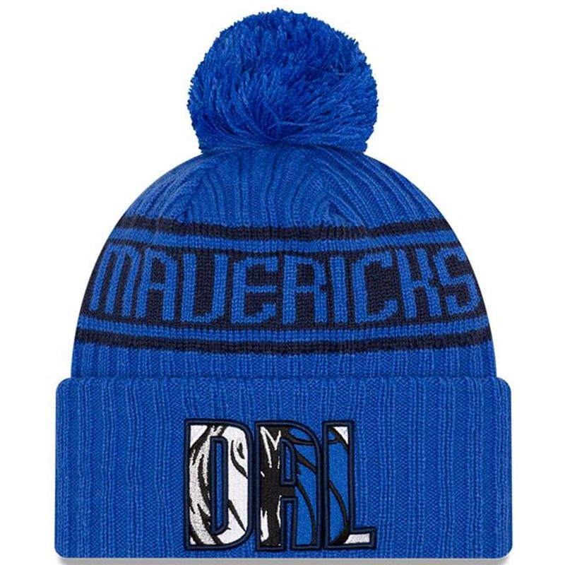 Dallas Mavericks New Era NBA 2021 Draft Pom Knit Beanie – Blue