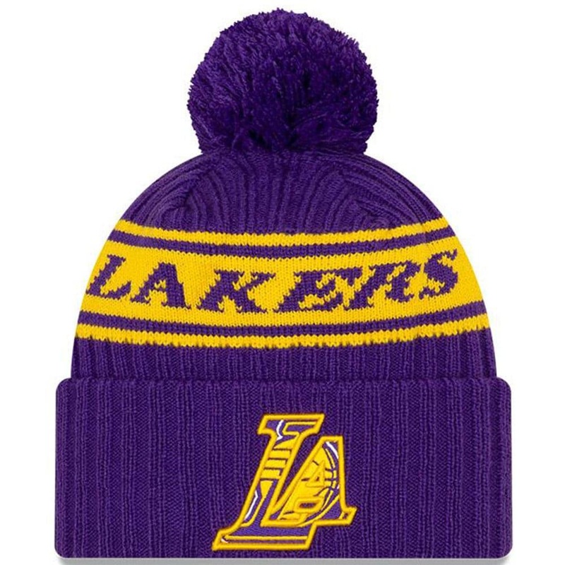 Los Angeles Lakers New Era NBA 2021 Draft Pom Knit Beanie – Purple