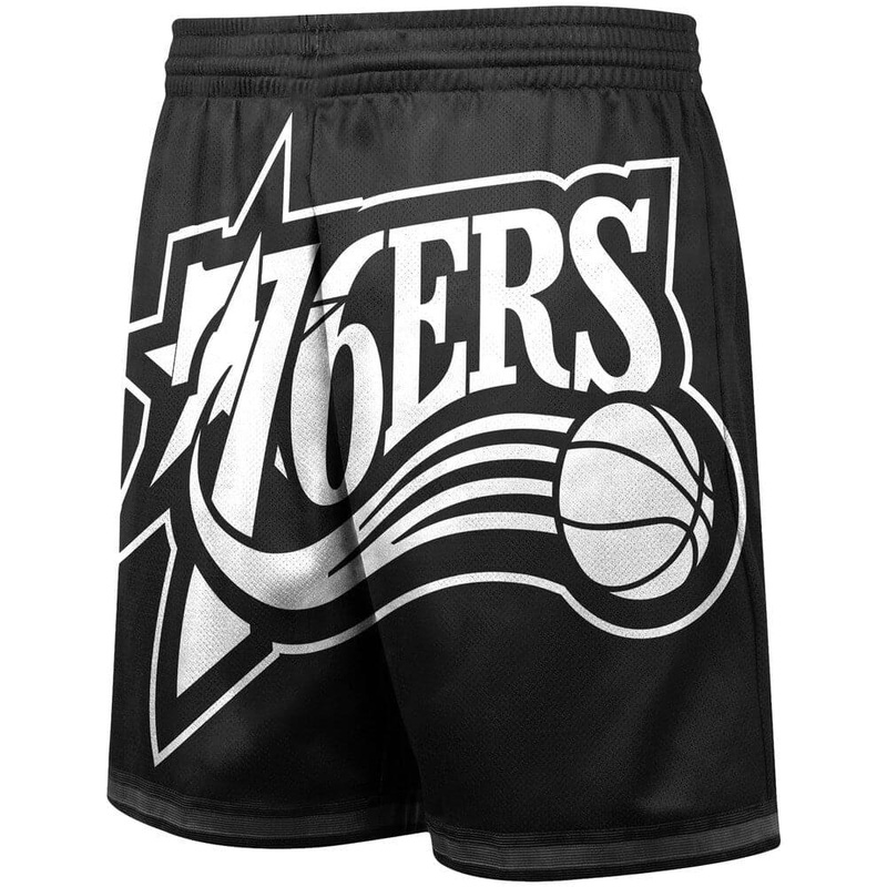 Philadelphia 76ers Mitchell & Ness NBA Big Face 3.0 Swingman Shorts – Black