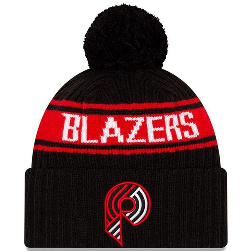 Portland Trail Blazers New Era NBA 2021 Draft Pom Knit Beanie – Black