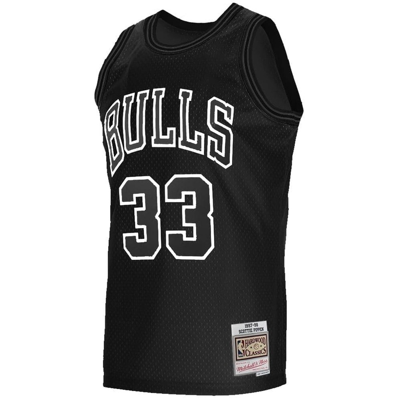 Scottie Pippen Chicago Bulls Mitchell & Ness NBA White Logo Swingman Jersey – Black