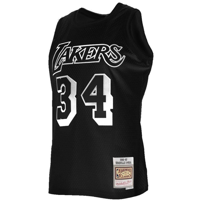 Shaquille O’Neal Los Angeles Lakers Mitchell & Ness NBA White Logo Swingman Jersey – Black