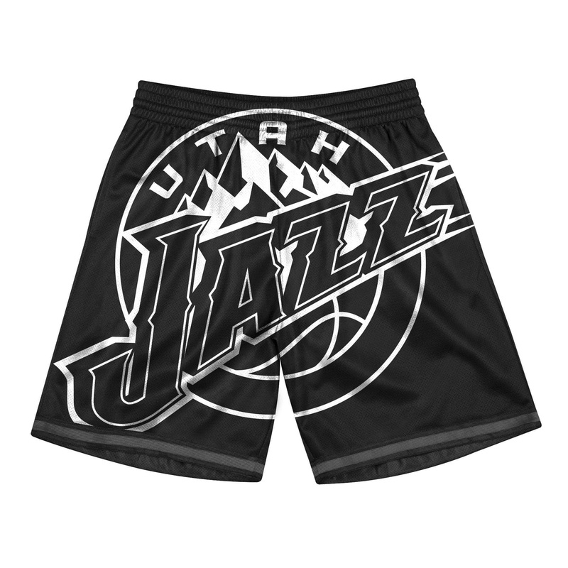 Utah Jazz Mitchell & Ness NBA Big Face 3.0 Swingman Shorts – Black