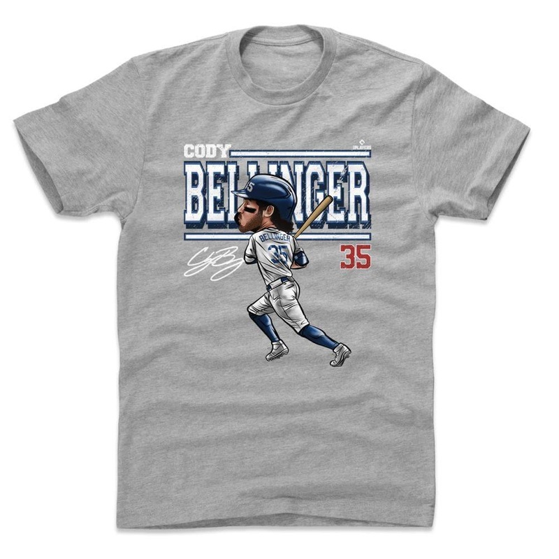 Cody Bellinger Los Angeles Dodgers 500 Level MLB Cartoon T-Shirt – Grey