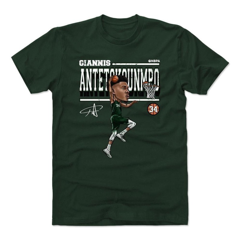 Giannis Antetokounmpo Milwaukee Bucks 500 Level NBA Cartoon T-Shirt – Green